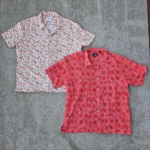 LOT ONO Shirt & Abound Hawaiian Shirts Tropical Red White Blue Button Up Mens XL